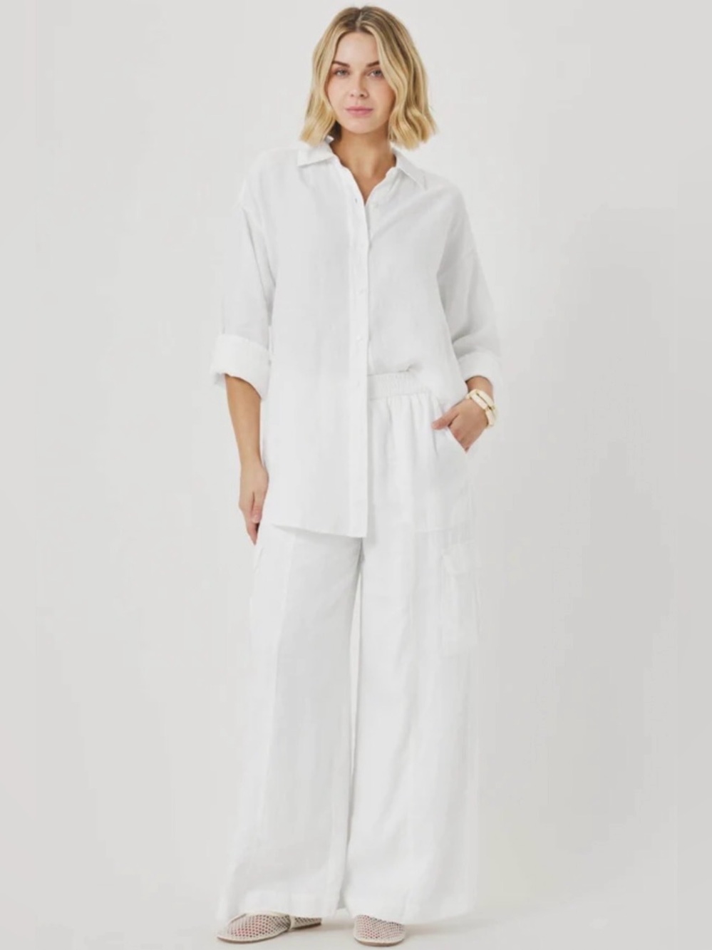 Splendid NWT White Linen Viscose Wide Leg Palazzo Pants